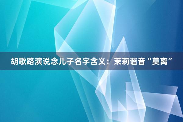 胡歌路演说念儿子名字含义：茉莉谐音“莫离”