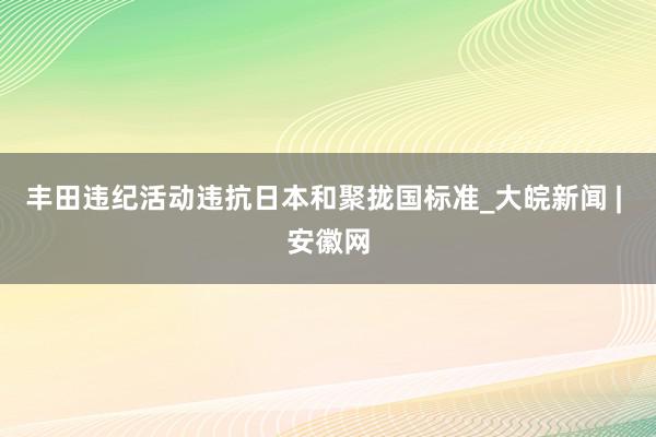 丰田违纪活动违抗日本和聚拢国标准_大皖新闻 | 安徽网