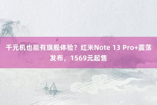 千元机也能有旗舰体验？红米Note 13 Pro+震荡发布，1569元起售