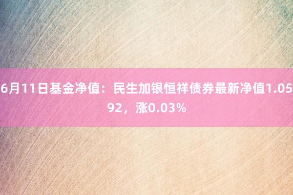 6月11日基金净值：民生加银恒祥债券最新净值1.0592，涨0.03%