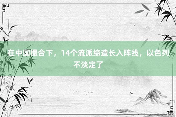 在中国撮合下，14个流派缔造长入阵线，以色列不淡定了