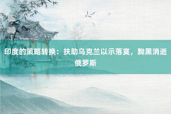 印度的策略转换：扶助乌克兰以示落寞，黝黑消逝俄罗斯