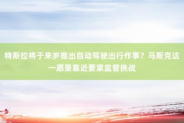 特斯拉将于来岁推出自动驾驶出行作事？马斯克这一愿景靠近要紧监管挑战