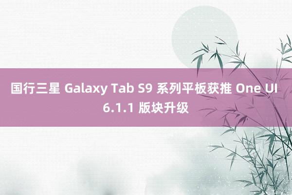 国行三星 Galaxy Tab S9 系列平板获推 One UI 6.1.1 版块升级