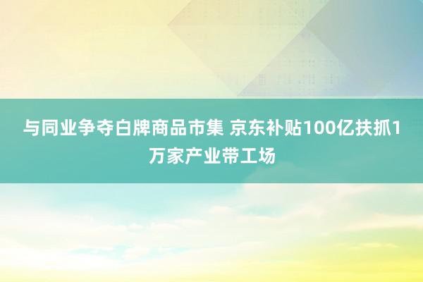 与同业争夺白牌商品市集 京东补贴100亿扶抓1万家产业带工场