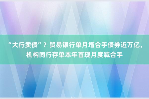 “大行卖债”？贸易银行单月增合手债券近万亿，机构同行存单本年首现月度减合手